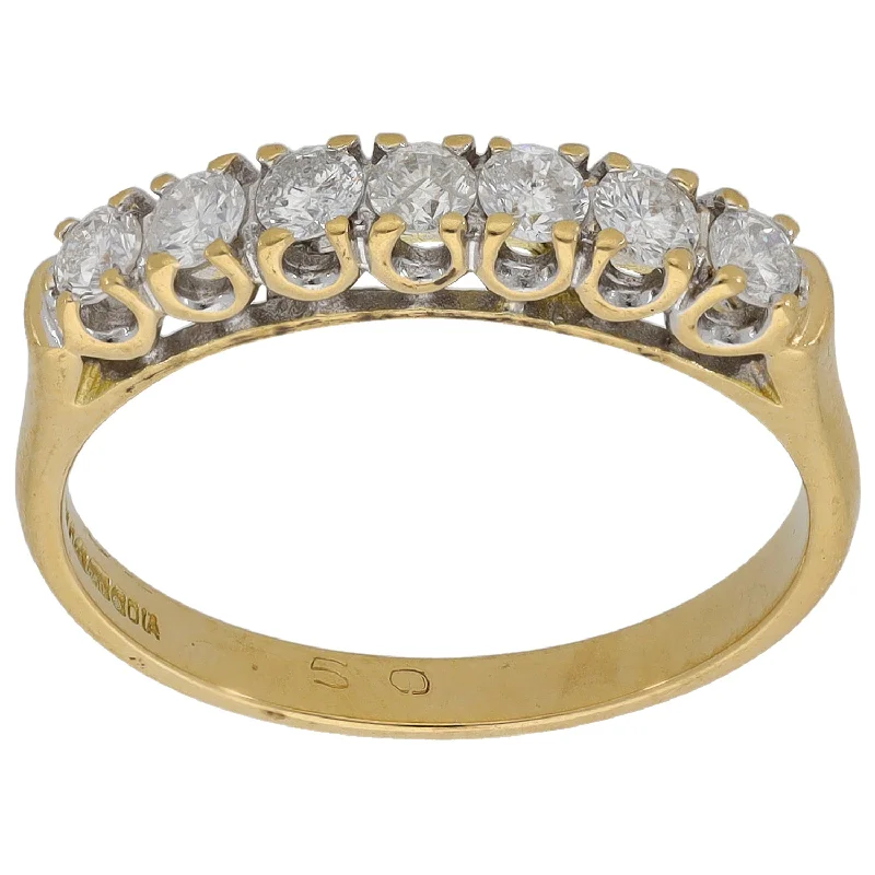 Round gem rings-18ct Gold 0.50ct Diamond Half Eternity Ring Size O