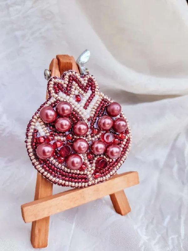 Ornate accent brooches-BP-183C Beadwork kit for creating brooch Crystal Art "Pomegranate"