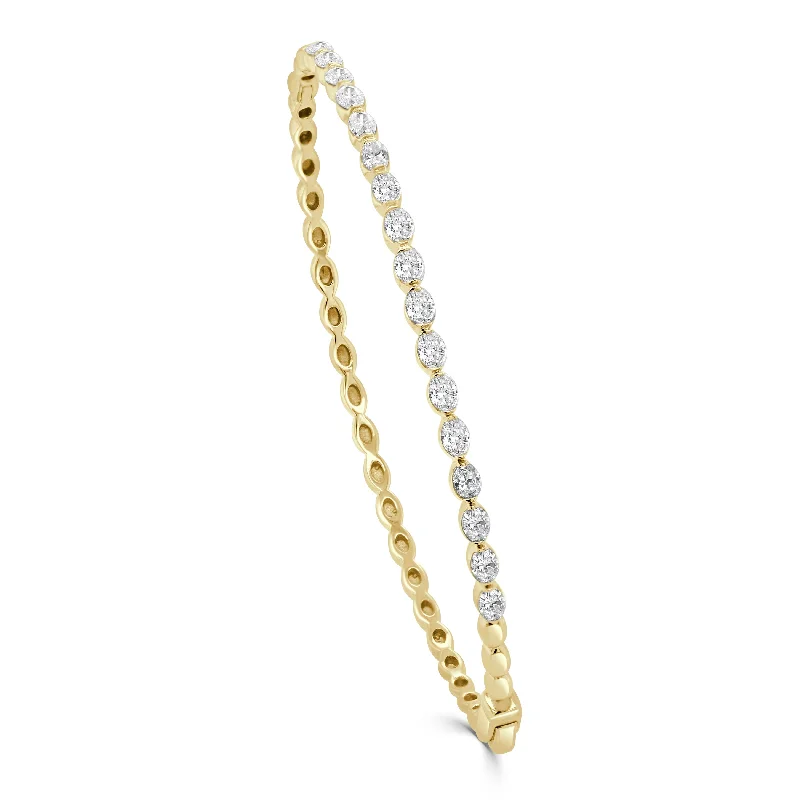 Endless charm bangles-Joelle Collection Diamond Bangle Oval Shape 1.50ct. 14K Gold - White