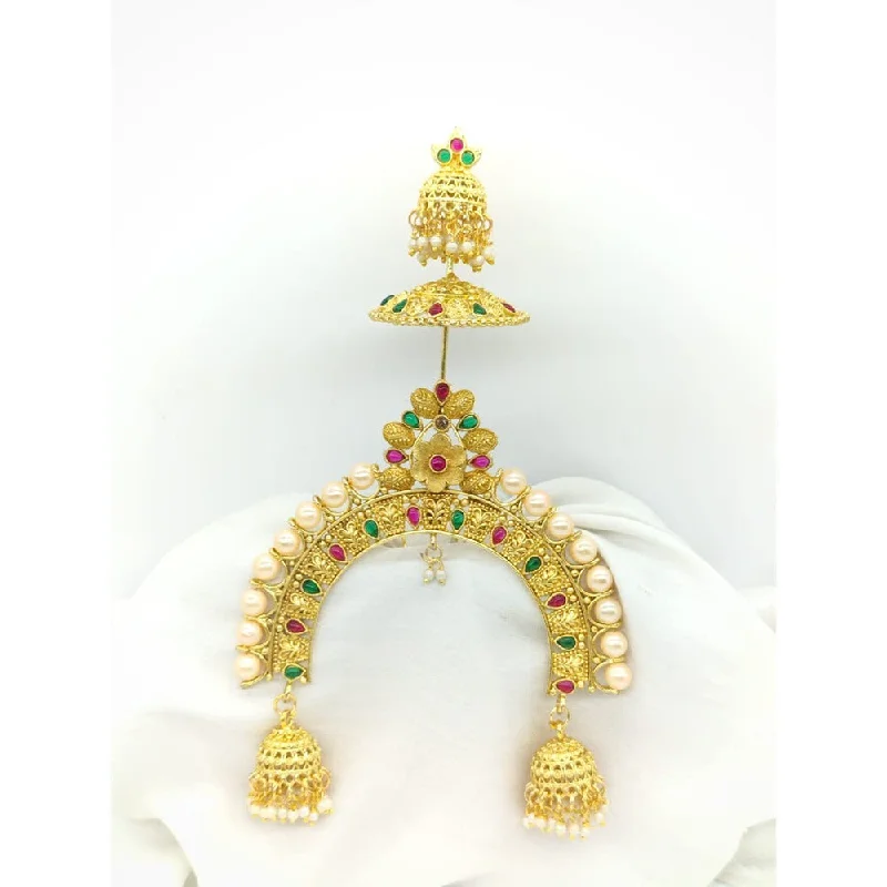 Aged silver brooches-Akruti Collection Gold Plated Kundan Hair Brooch