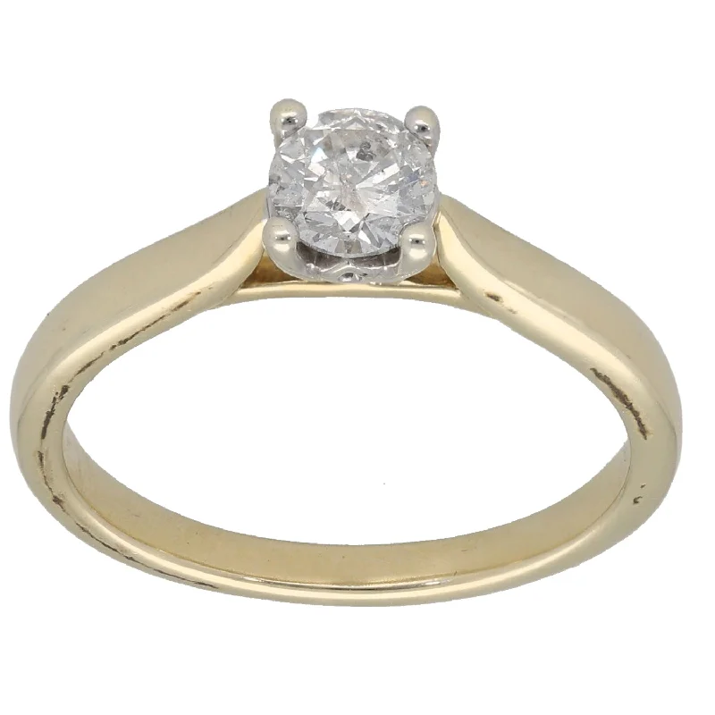 Round gem rings-9ct Gold 0.50ct Diamond Solitaire Ring Size O