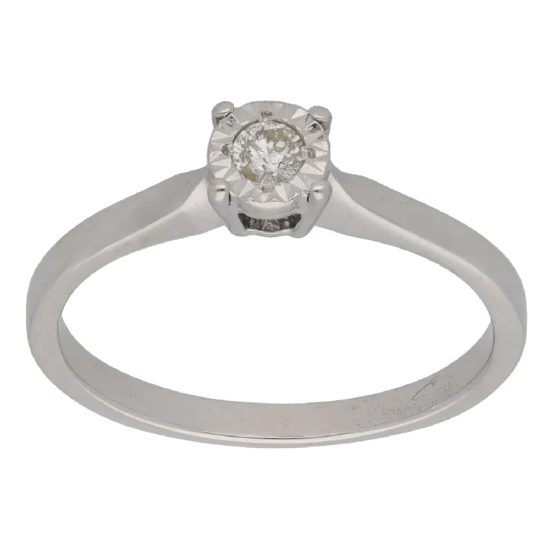 Radiant star rings-9ct White Gold 0.20ct Diamond Solitaire Ring Size M