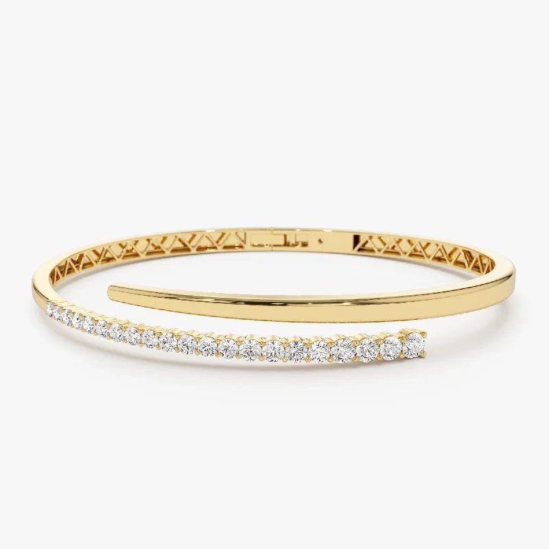 Endless charm bangles-14K Cross Over Graduating Diamond Bangle