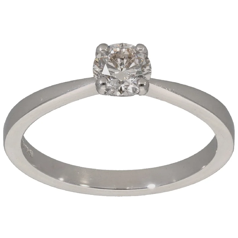 Hexagonal stone rings-18ct White Gold 0.40ct Diamond Solitaire Ring Size L