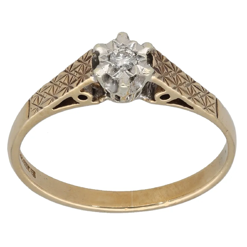 Tiny star rings-9ct Gold 0.05ct Diamond Solitaire Ring Size P