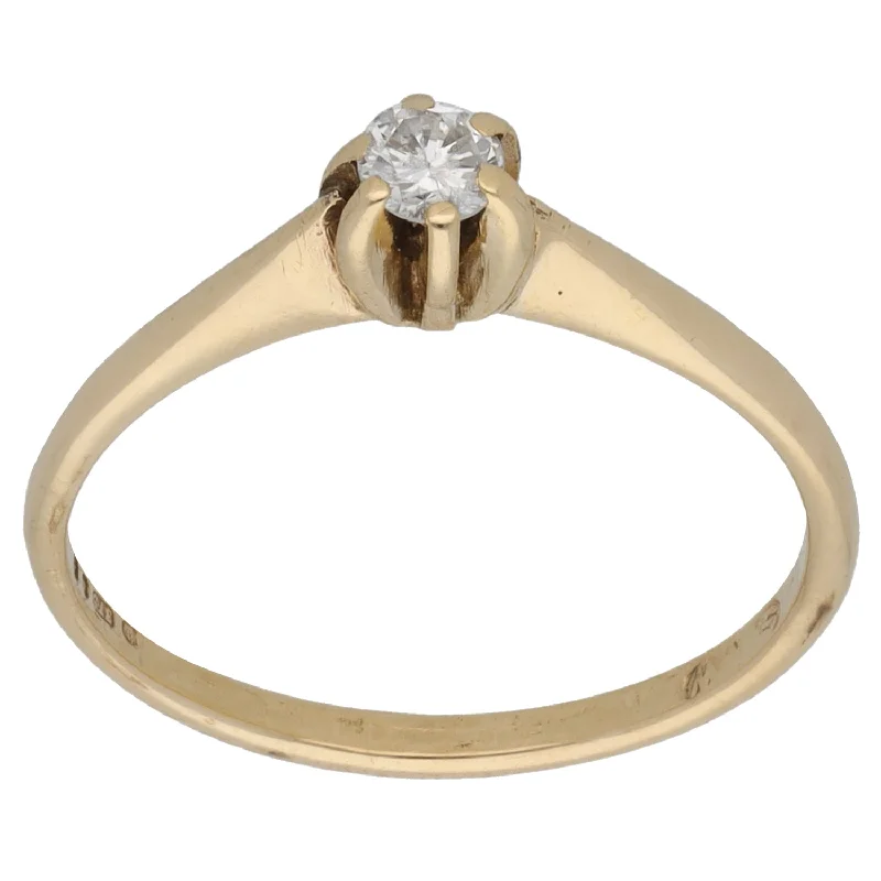 Wood grain rings-9ct Gold 0.15ct Diamond Solitaire Ring Size M