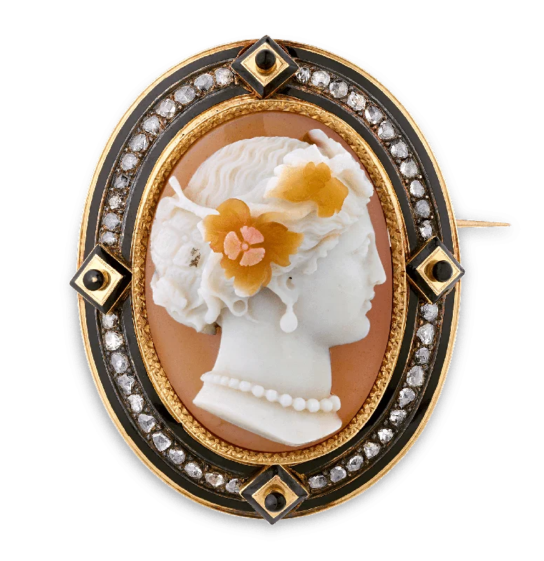 Waxing moon brooches-French Cameo Brooch