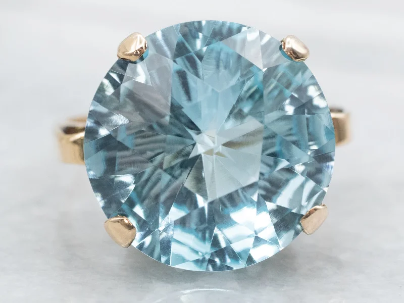 Forever band rings-Blue Topaz Solitaire Cocktail Ring