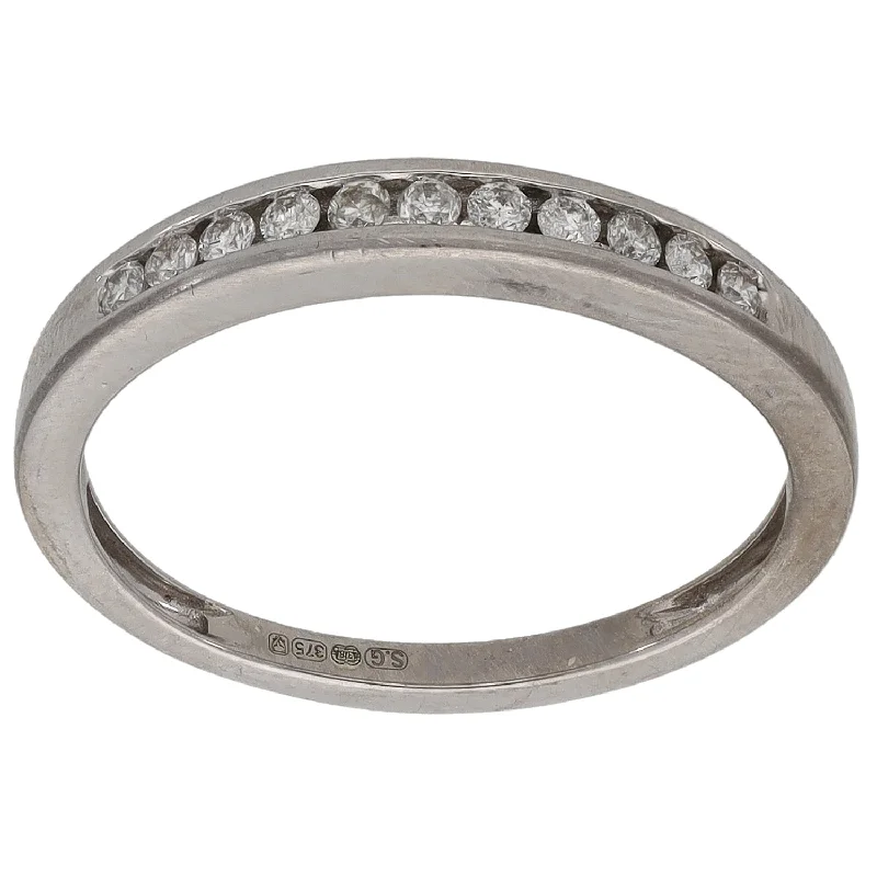 Dot design rings-9ct White Gold 0.165ct Diamond Half Eternity Ring Size L