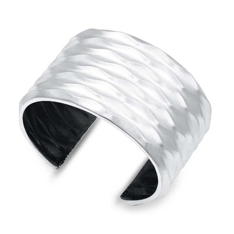 Fine stack bracelets-Wide Desert Wave Cuff