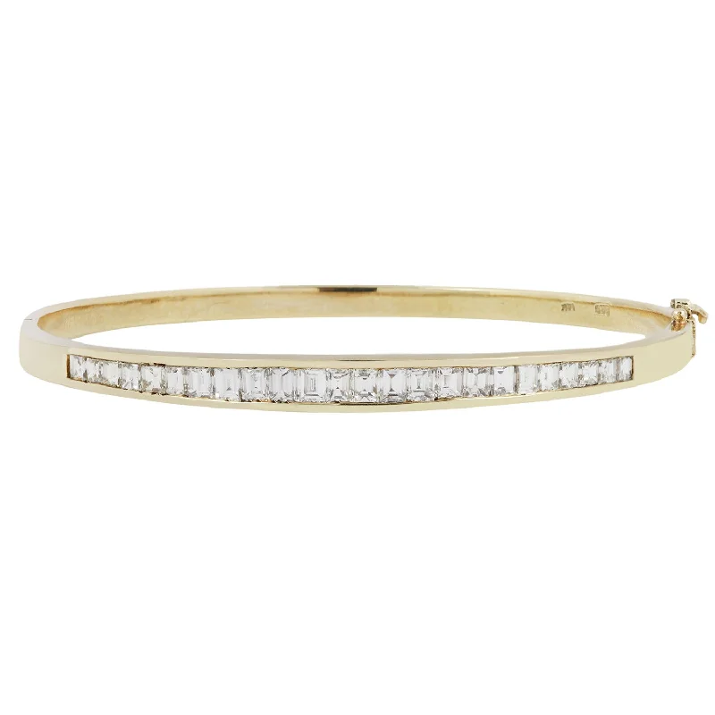 Woven cord bracelets-Vintage Diamond Channel Bangle