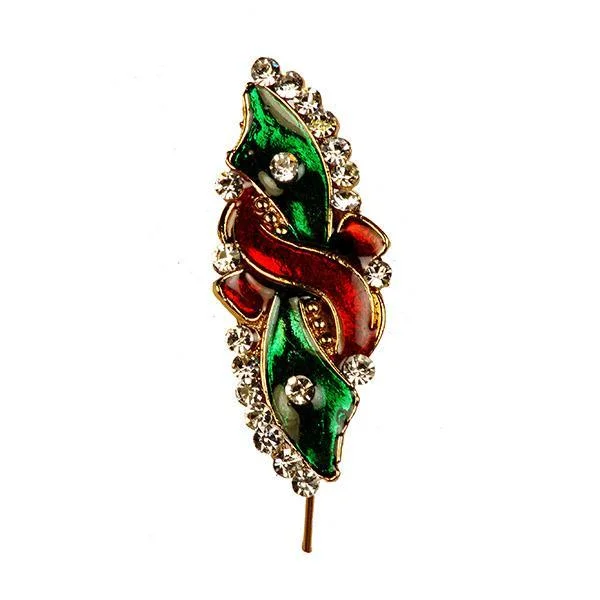 Memory locket brooches-Kriaa Meenakari  Austrian Stone Stone Maroon & Green Saree Pin Brooch - 1500203