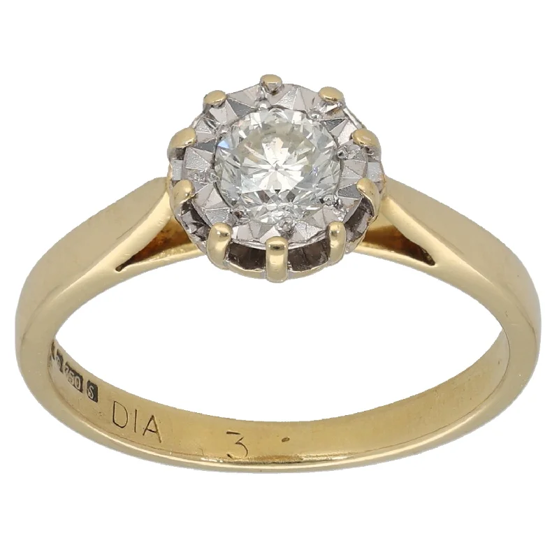 Rough texture rings-18ct Gold 0.30ct Diamond Solitaire Ring Size K