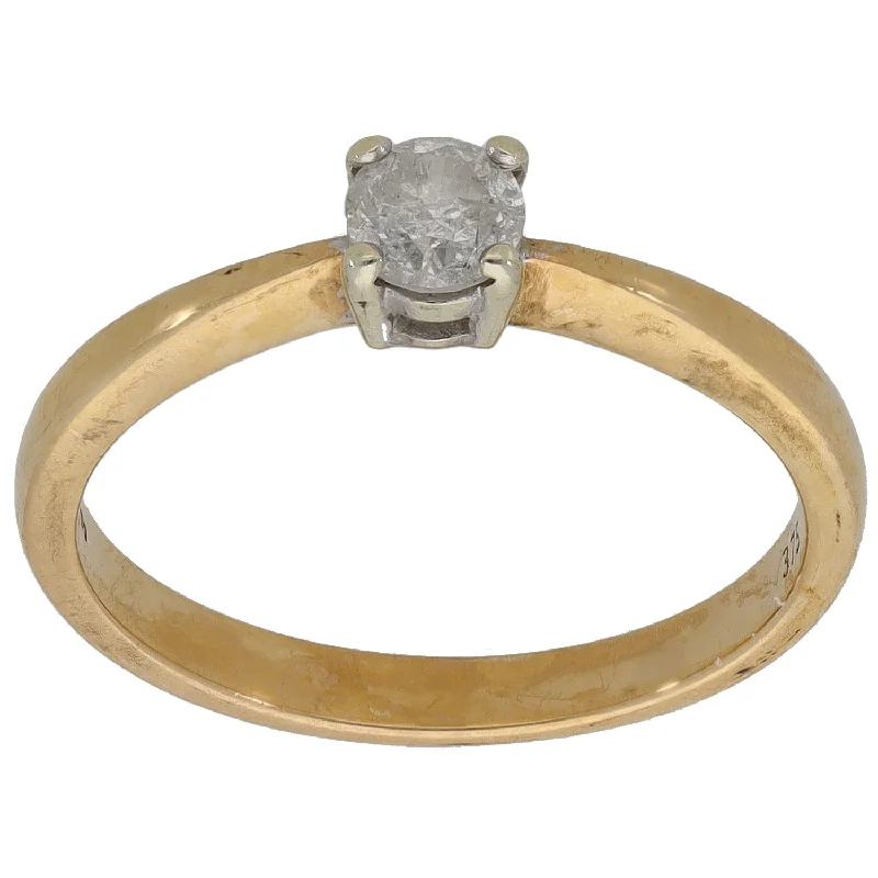 Linked loop rings-9ct Gold 0.33ct Diamond Solitaire Ring Size M