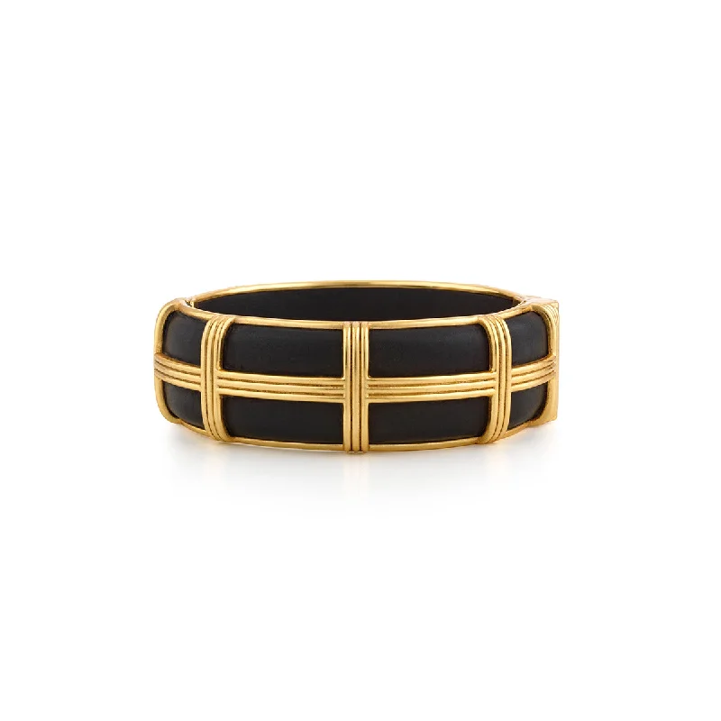 Pink gold bangles-Gaia Hinged Bangle, S/M - Ebony