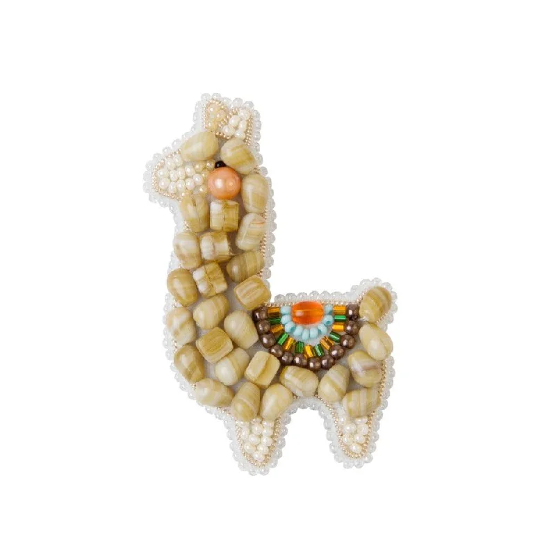 Aquamarine stone brooches-BP-289C Beadwork kit for creating brooch Crystal Art "Lama"