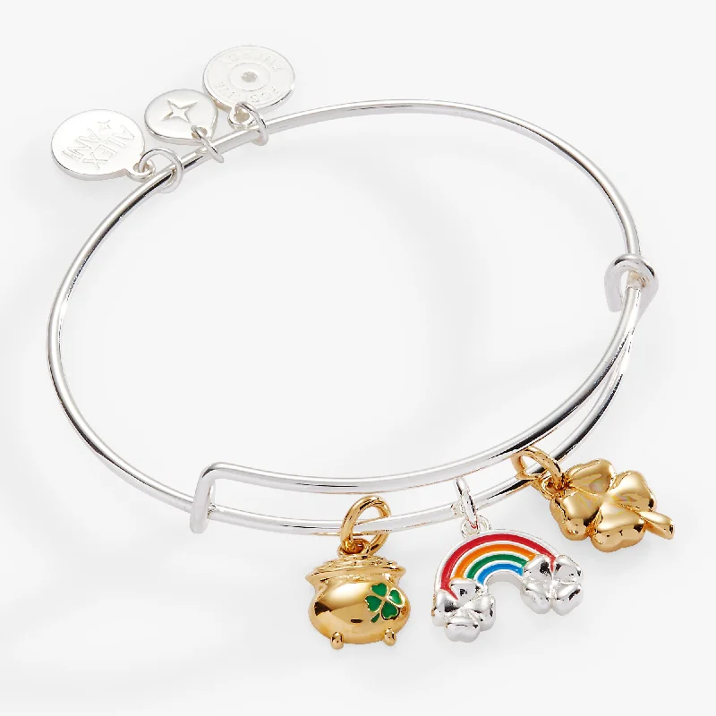 Elastic cord bracelets-St. Patrick’s Day End of the Rainbow Multi-Charm Bangle