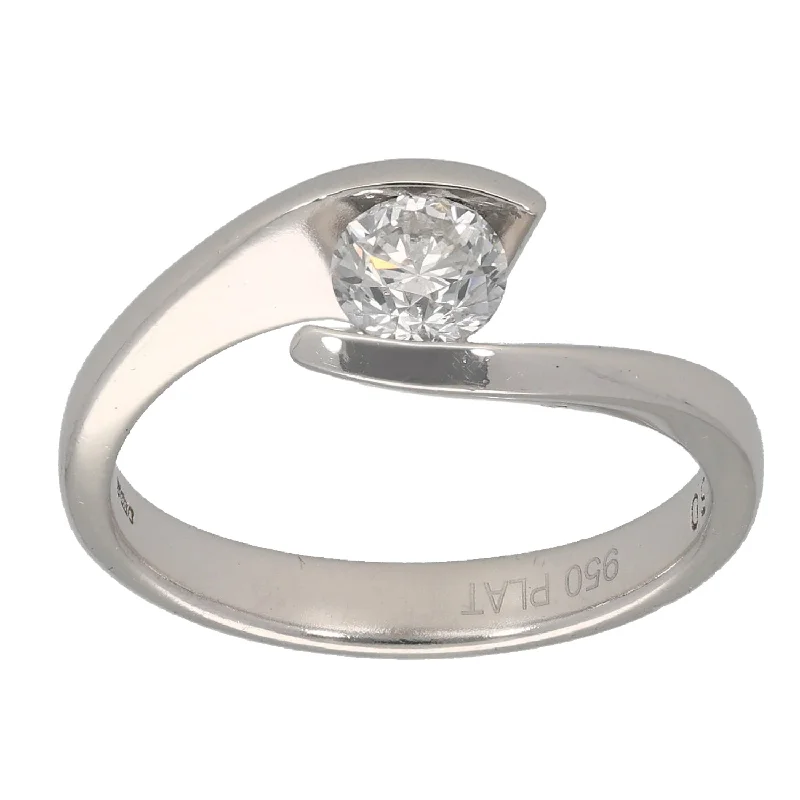 Uneven rings-Platinum 0.50ct Diamond Solitaire Ring Size N