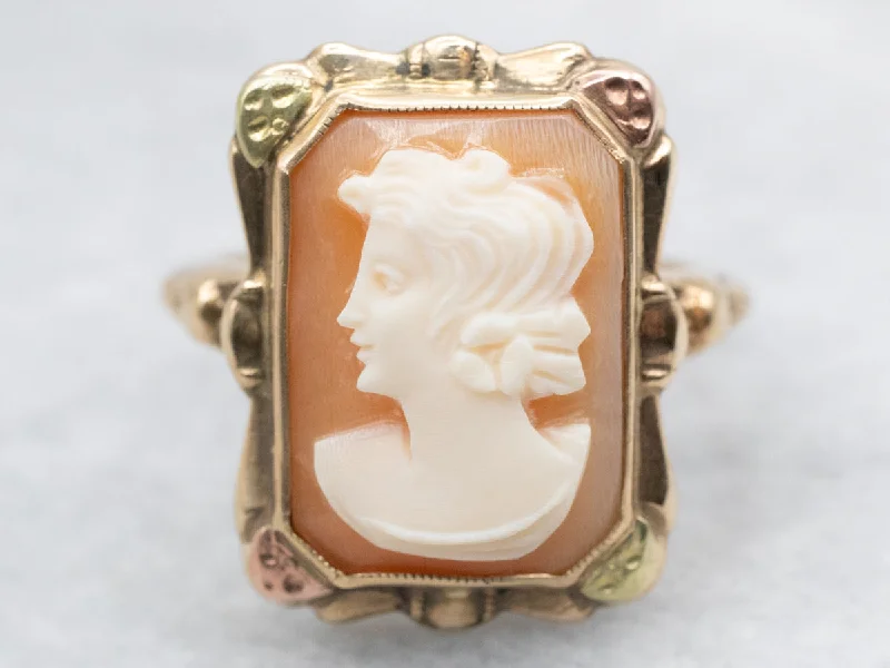 Natural form rings-Victorian Revival Tri-Color Gold Cameo Ring