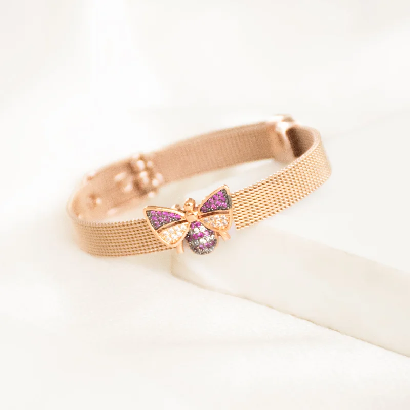 Glittering crystal bangles-Pink Bee  Watch Belt