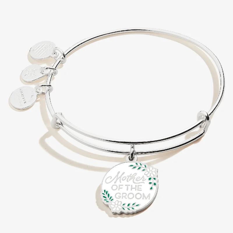 Curved cuff bracelets-'Mother of the Groom' Charm Bangle