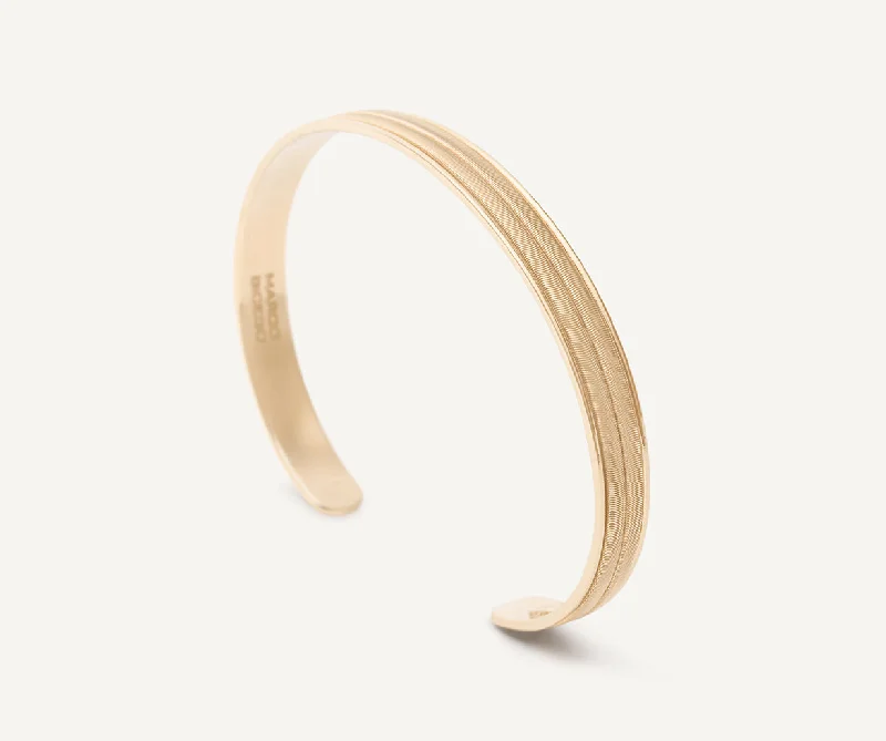 Two-tone bracelets-18K Yellow Gold Unisex Coil Bangle, Large Width