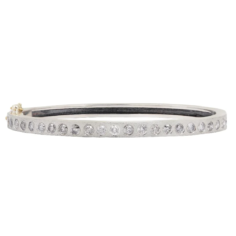 Persian tile bracelets-Adam Gray Diamond Wide Bangle