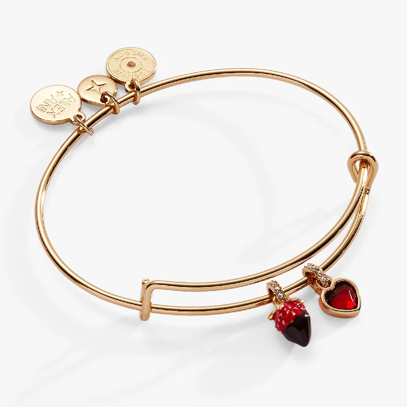 Two-tone bracelets-Chocolate-Covered Strawberry Duo Charm Bangle