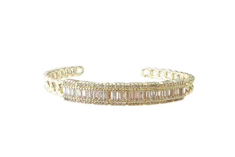 Daisy motif bangles-CZ Bar Cuff