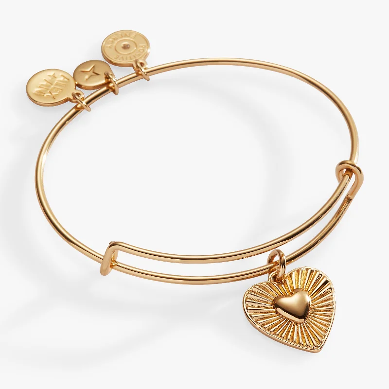 Sleek link bracelets-Heartburst Charm Bangle