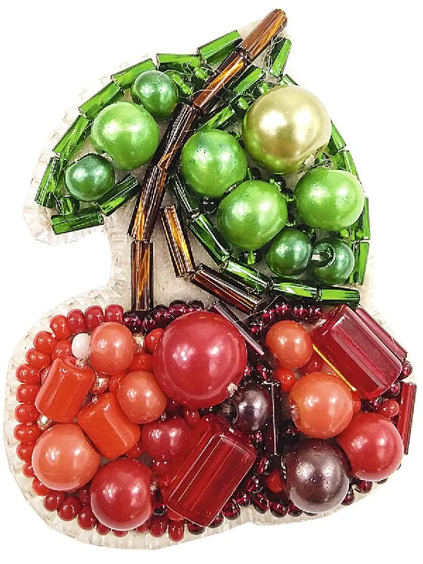 Beaded tassel brooches-BP-243C Beadwork kit for creating brooch Crystal Art "Cherry"