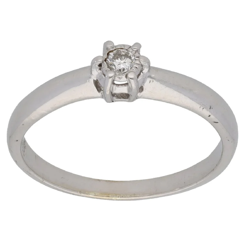 Glittering diamond rings-9ct White Gold 0.10ct Diamond Solitaire Ring Size O