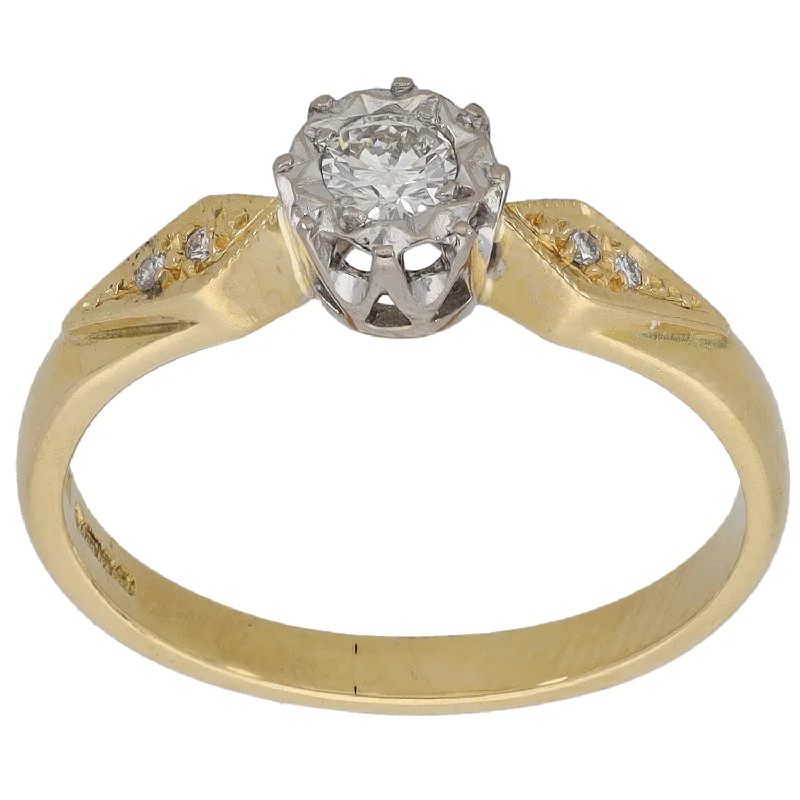 Pentagon shape rings-18ct Gold 0.15ct Diamond Solitaire Ring Size P