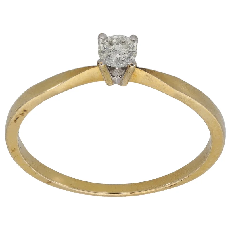 Circular design rings-9ct Gold 0.15ct Diamond Solitaire Ring Size P