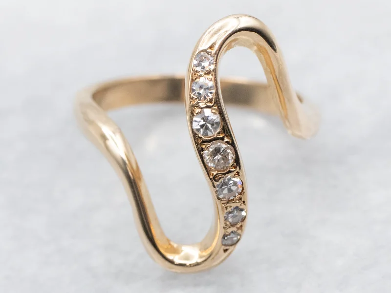 Topaz solitaire rings-Modernist Diamond Scrolling Gold Ring