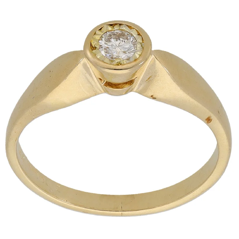 Dot design rings-9ct Gold 0.12ct Diamond Solitaire Ring Size L