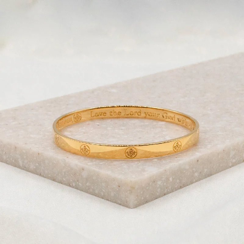 Celtic knot bangles-Greatest Love Deuteronomy 6:5 Bangle - Vermeil Gold