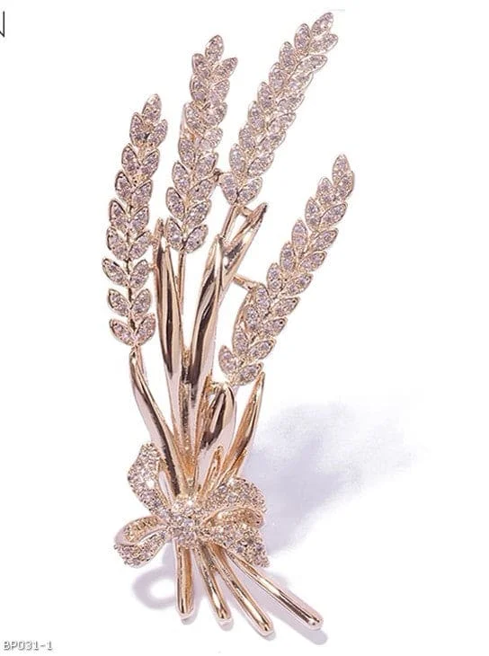 Pink gold brooches-Gold barley brooch