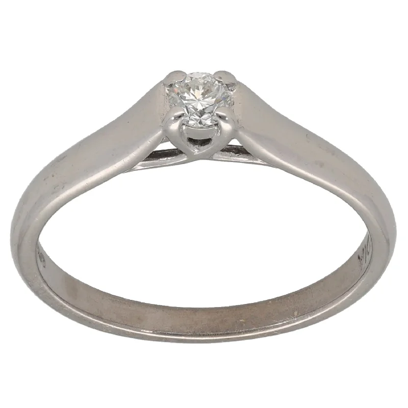 Retro wedding rings-9ct White Gold 0.10ct Diamond Solitaire Ring Size O