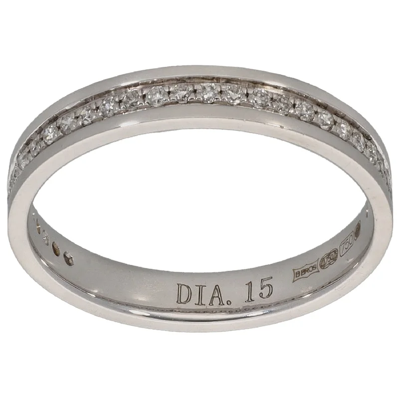 Horoscope birthstone rings-18ct White Gold 0.15ct Diamond Half Eternity Ring Size L