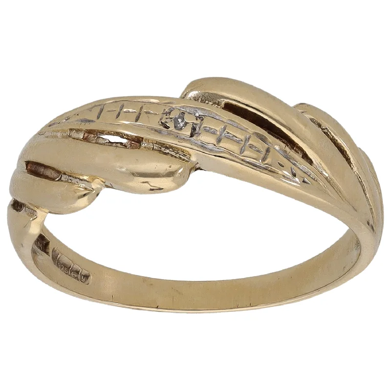 Bird motif rings-9ct Gold Diamond Alternative Ring Size P