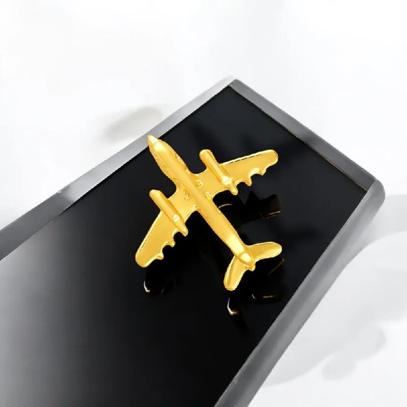 Wide stone brooches-Mahi Small Aeroplane Shape Lapel Pin Brooch with Gold Plating for Men (BP1101183G)