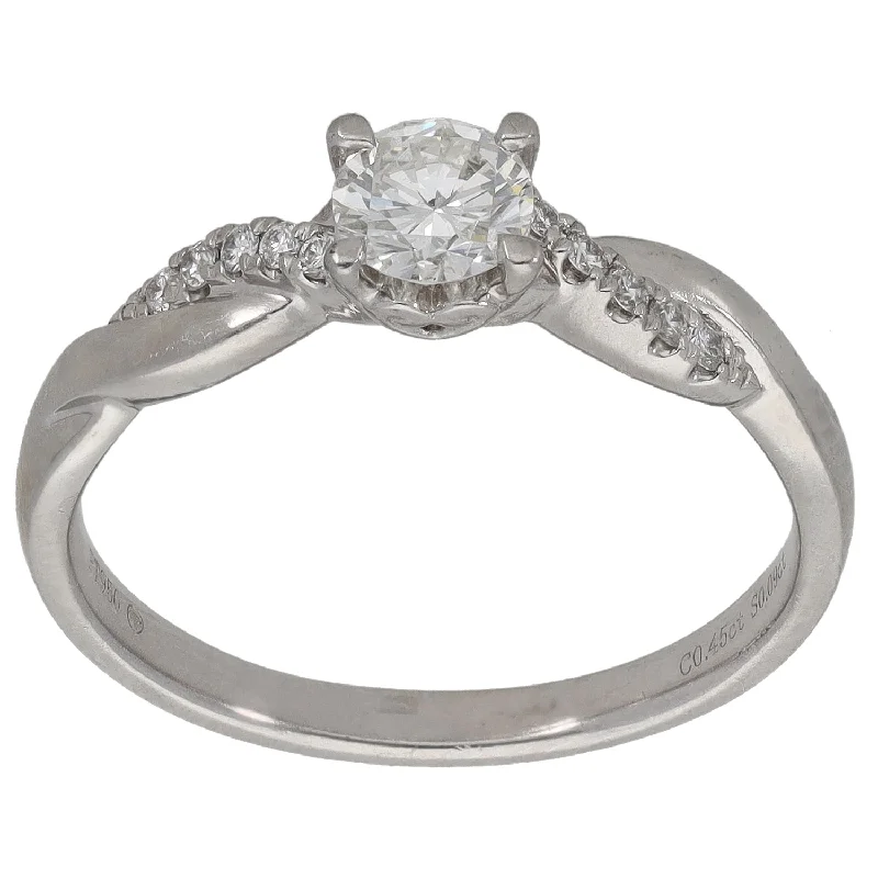 Protective eye rings-Platinum 0.54ct Diamond Solitaire Ring With Accent Stones Size Q