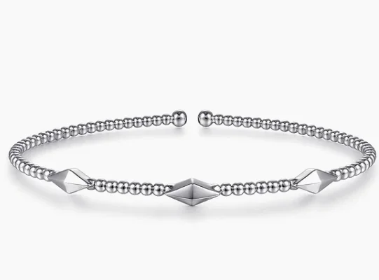 Mixed bead bangles-14K White Gold Bujukan Pyramid Stations Bangle