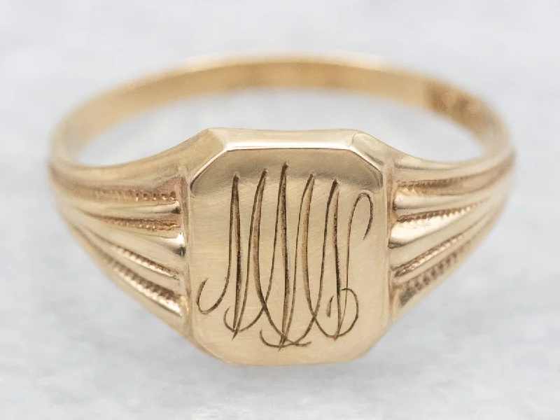 Monogram rings-Victorian Gold "MMN" Engraved Signet Ring