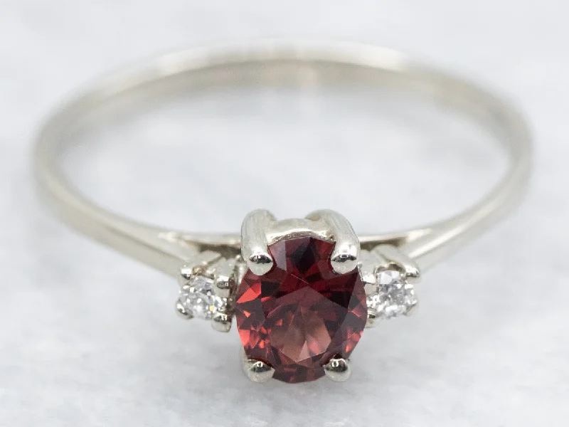 Glittering diamond rings-Red Spinel and Diamond Ring