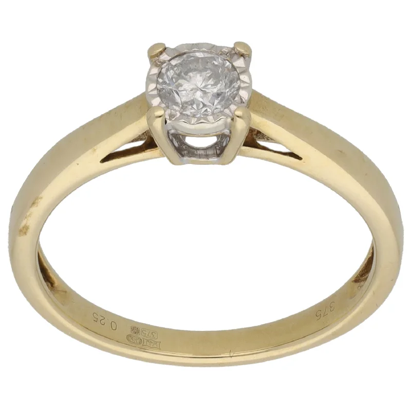 Threaded lace rings-9ct Gold 0.25ct Diamond Solitaire Ring Size N