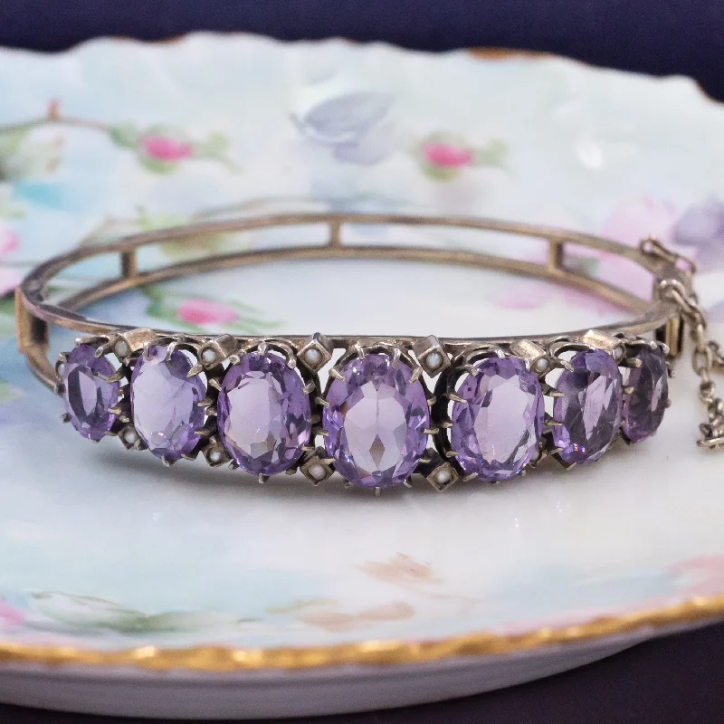 Crafted artisan bangles-Antique Amethyst Bangle c1880