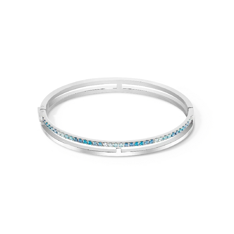 Satin finish bracelets-Eternal Unity Bangle silver-blue