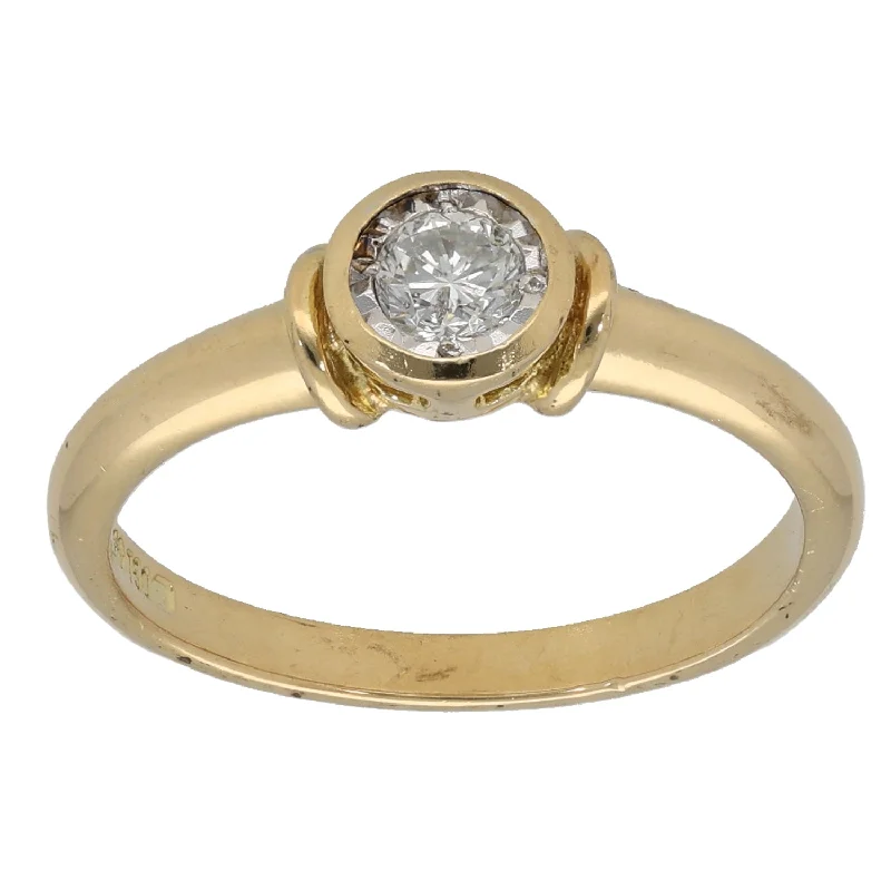 Large gem rings-18ct Gold 0.25ct Diamond Solitaire Ring Size O